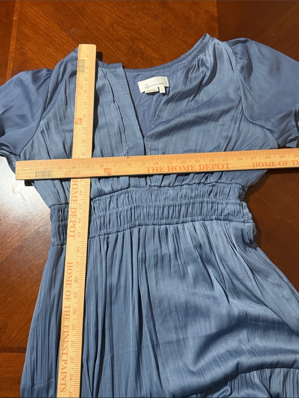 Anthropologie Sommerset Dusty Blue Tiered Maxi Dress with Flutter Sleeves M - Picture 8 of 9